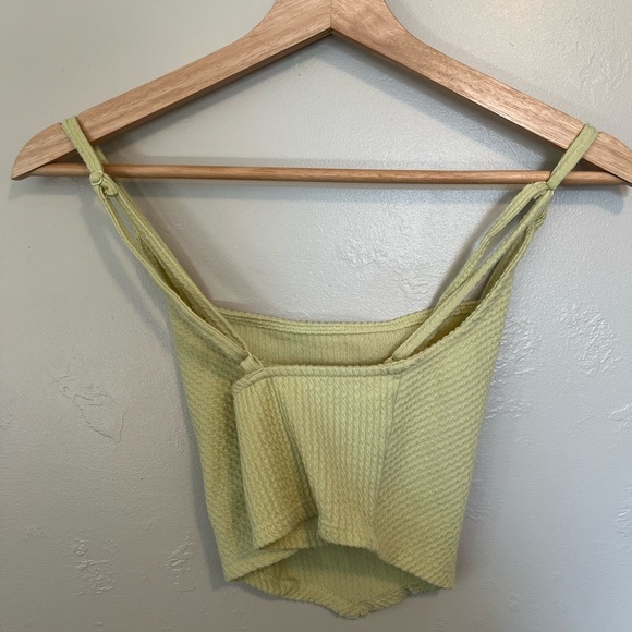Urban Outfitters UO Modern Corset Top Cropped Cross Back Tank Lime Green - Picture 7 of 10